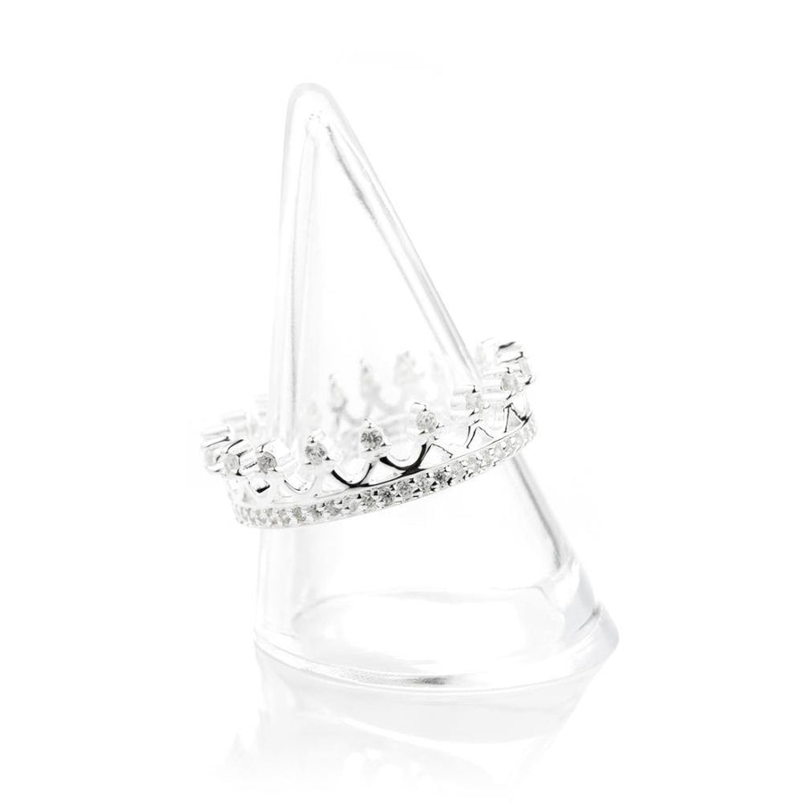 Sterling Silver Jewel Princess Crown Ring with CZ Gems - ZuZu Jewellery