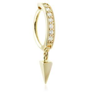 Solid Gold Oval Pave Rook Ring with Pendant - ZuZu Jewellery