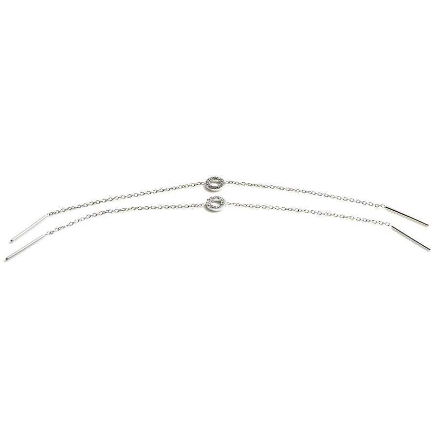 Gem Circle Double Threader Surgical Steel Earrings - ZuZu Jewellery