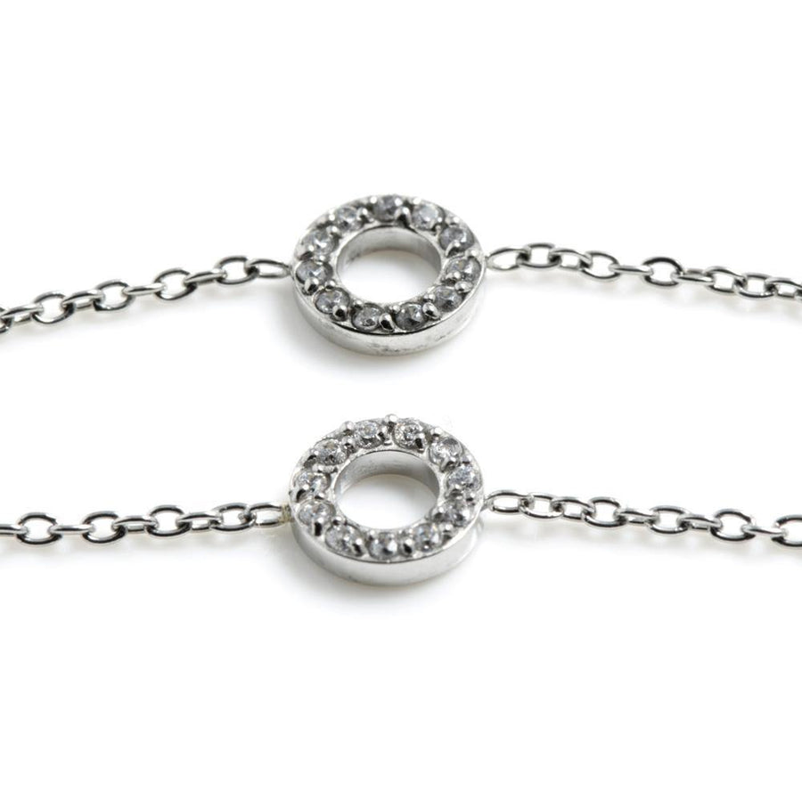 Gem Circle Double Threader Surgical Steel Earrings - ZuZu Jewellery