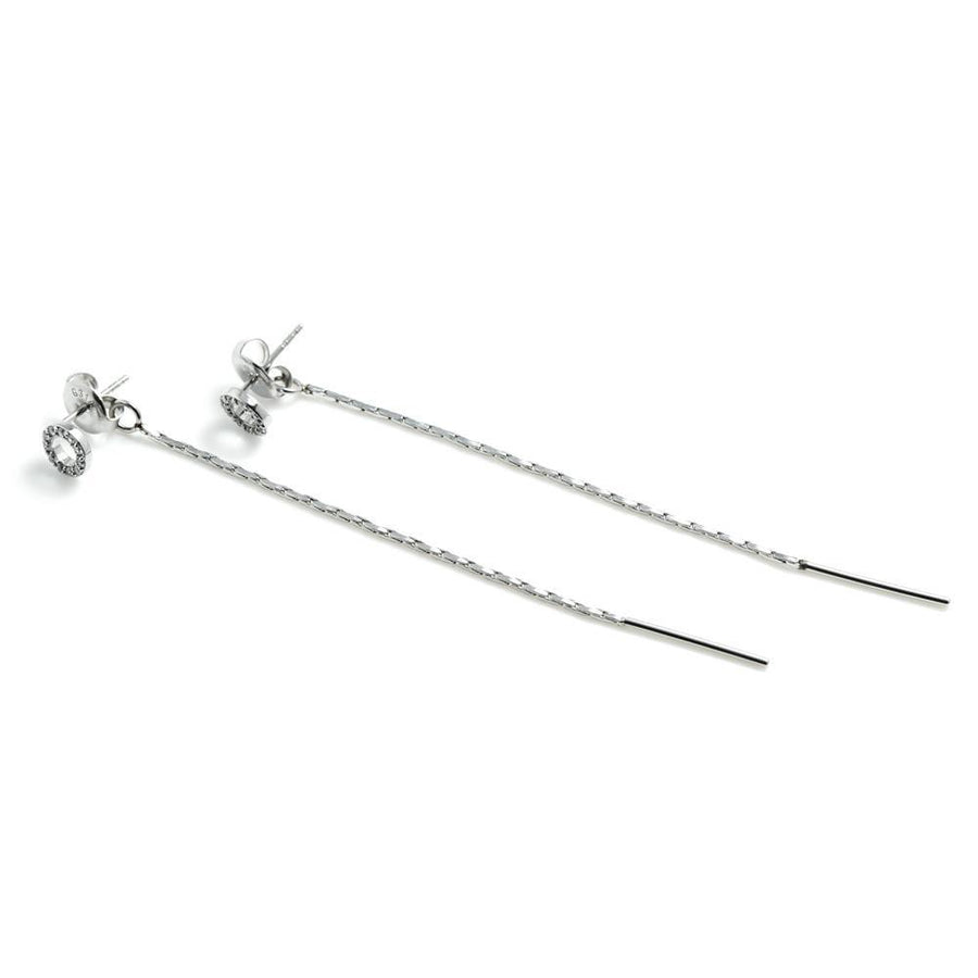 Gem Circle Stud with Long Chain Back - ZuZu Jewellery