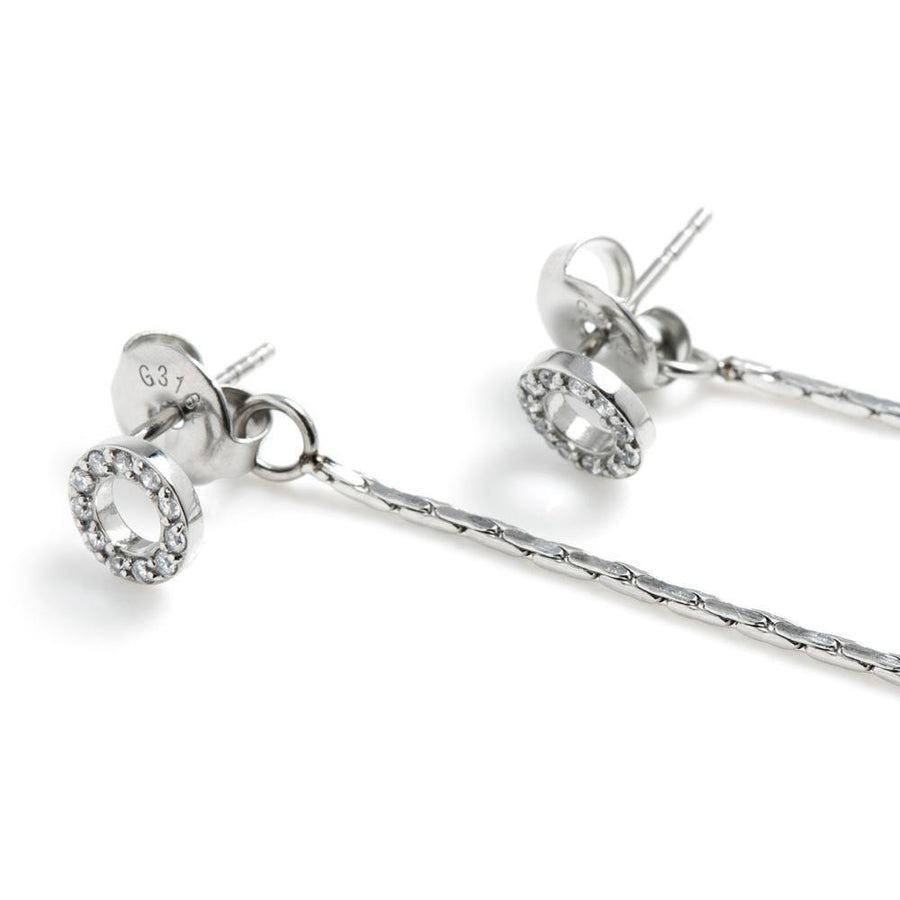 Gem Circle Stud with Long Chain Back - ZuZu Jewellery