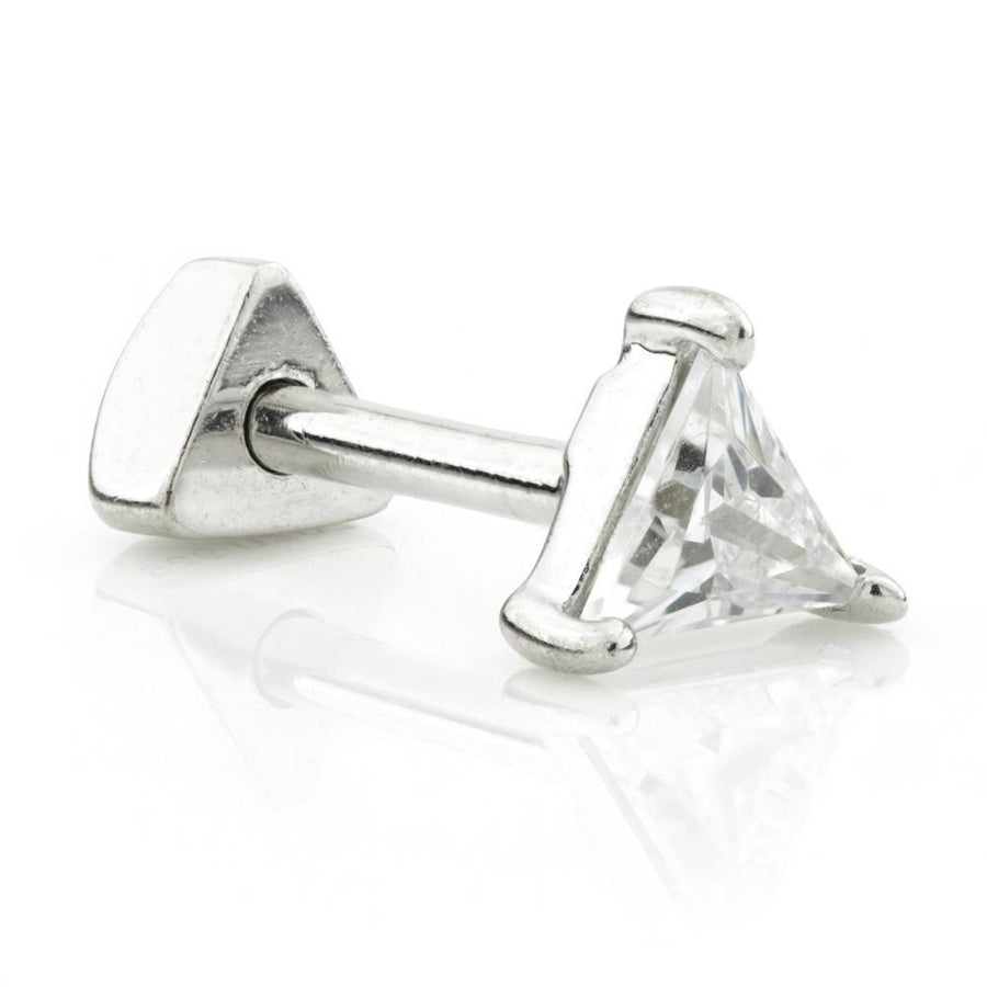 Sterling Silver Single Jewelled Triangle Cartilage Bar Earring - ZuZu Jewellery