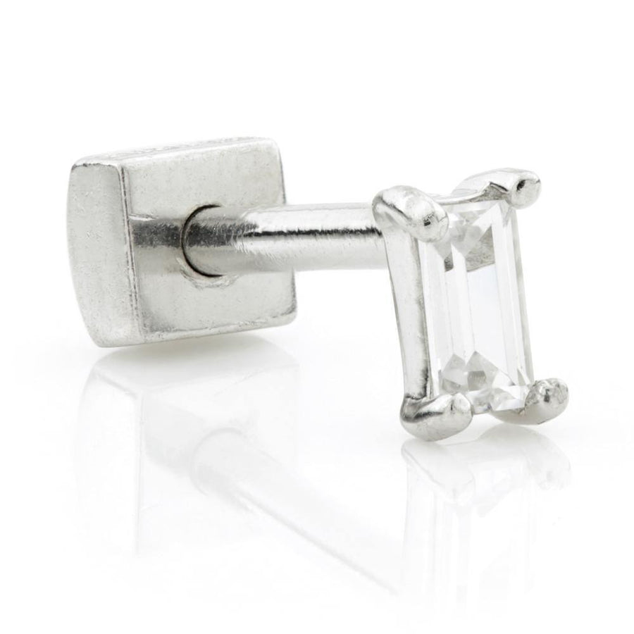 Sterling Silver CZ Rectangle Cartilage Bar Earring - ZuZu Jewellery