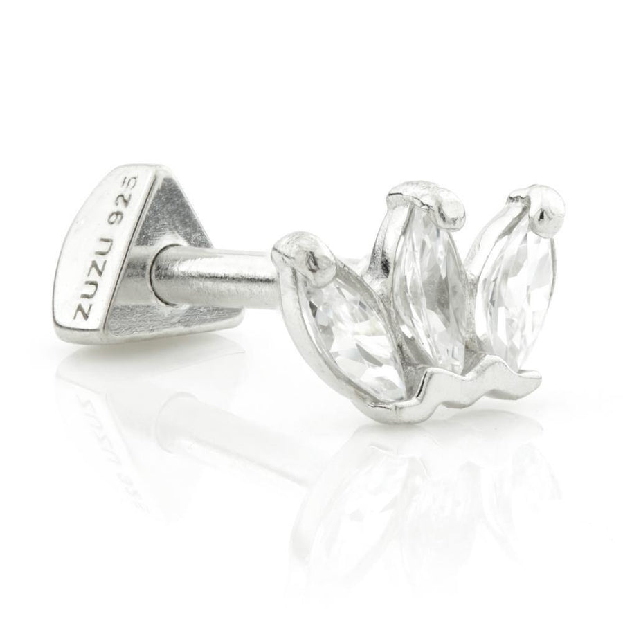 Sterling Silver Jewelled Crown Cartilage Bar Earring - ZuZu Jewellery