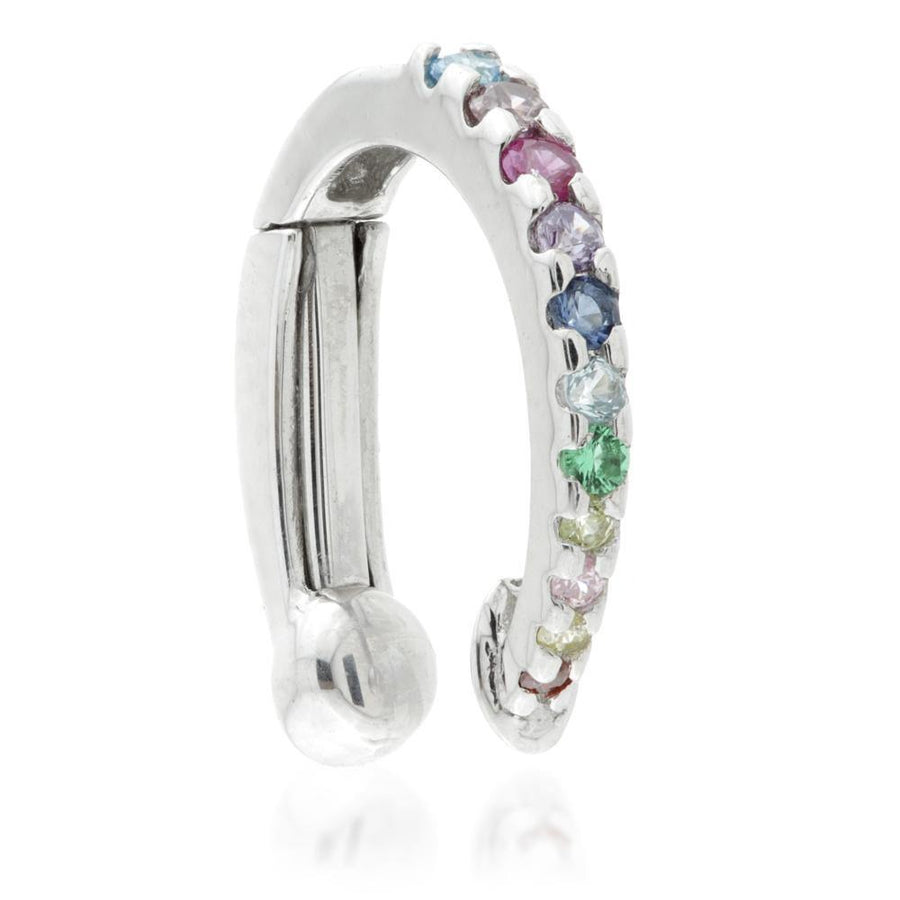 925 Sterling Silver Pavé Rainbow Gem Ear Clip - ZuZu Jewellery