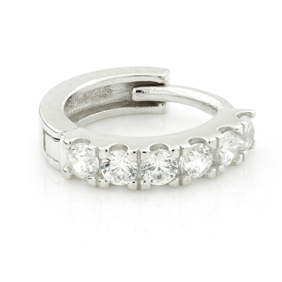 Sterling Silver CZ Pavé Cartilage Hoop Earrings - ZuZu Jewellery