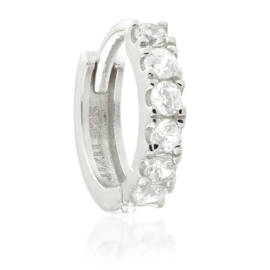 Sterling Silver CZ Pavé Cartilage Hoop Earrings - ZuZu Jewellery