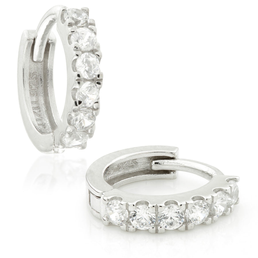 Sterling Silver CZ Pavé Cartilage Hoop Earrings - ZuZu Jewellery