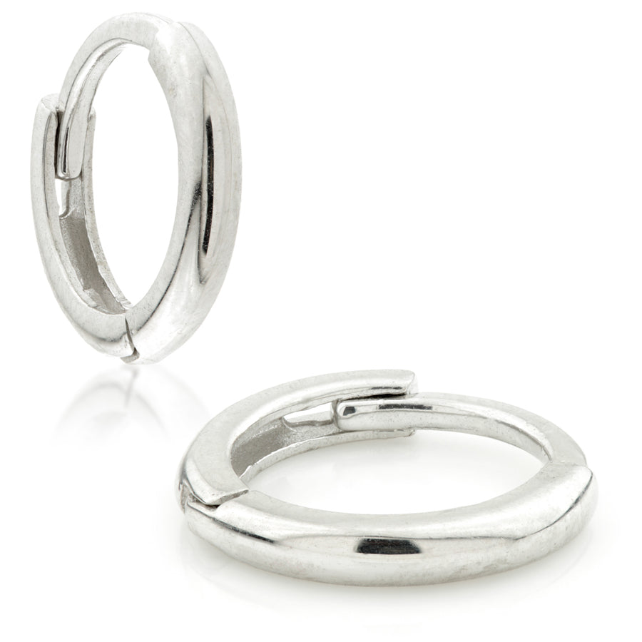 Sterling Silver Thin Plain Hoop Huggie Earrings - ZuZu Jewellery