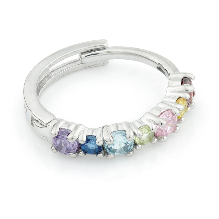 Sterling Silver 925 CZ Rainbow Cartilage Huggie Hoop Earrings - ZuZu Jewellery