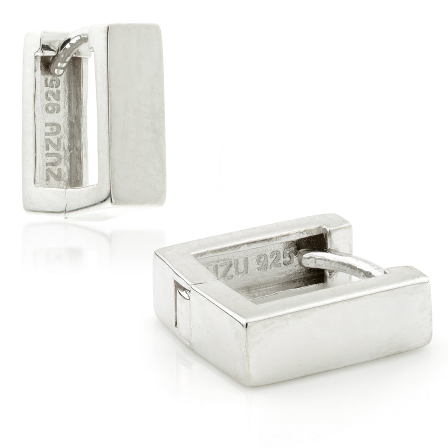 Sterling Silver Flat Square Cartilage Huggie Earrings - ZuZu Jewellery