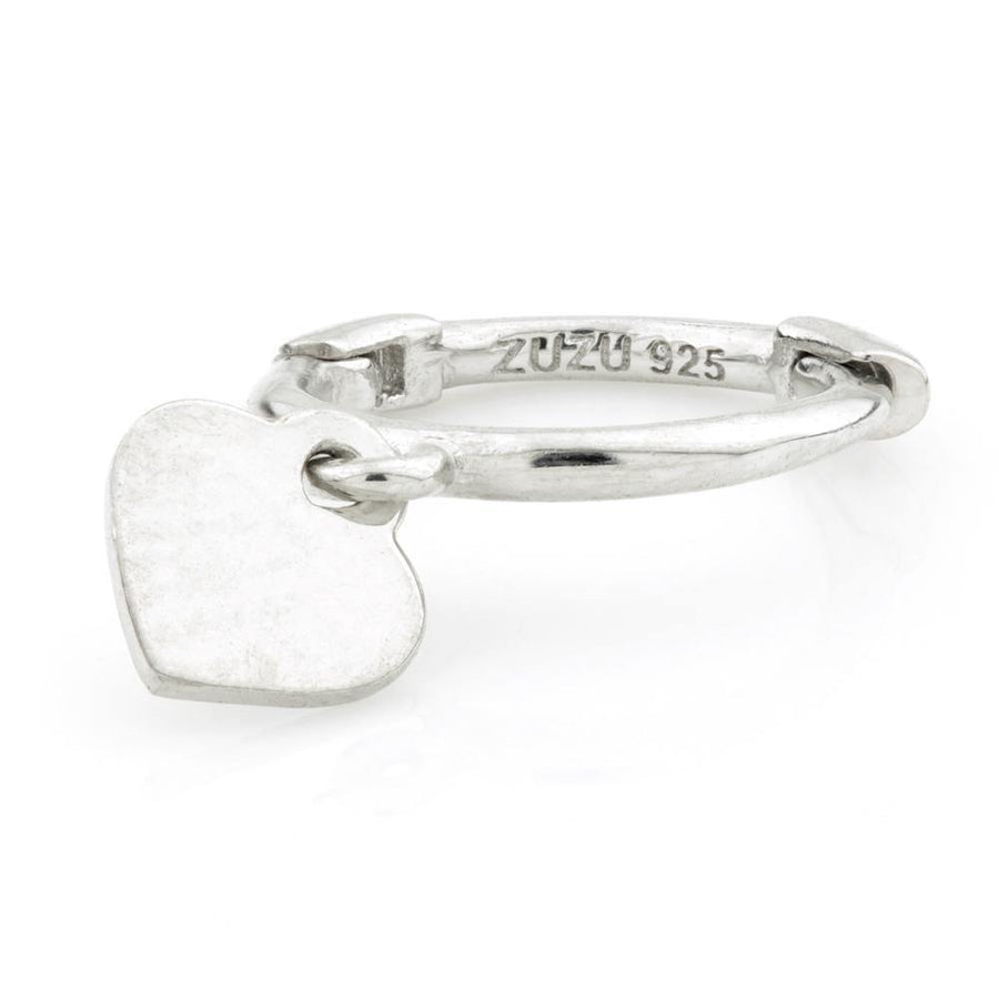 Sterling Silver Heart Charm Cartilage Hoop Huggie Earrings - ZuZu Jewellery