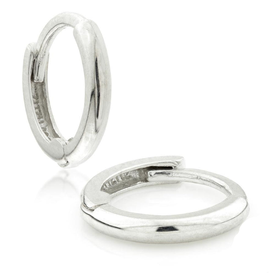 Sterling Silver Plain Rounded Cartilage Huggie Hoop Earrings - ZuZu Jewellery