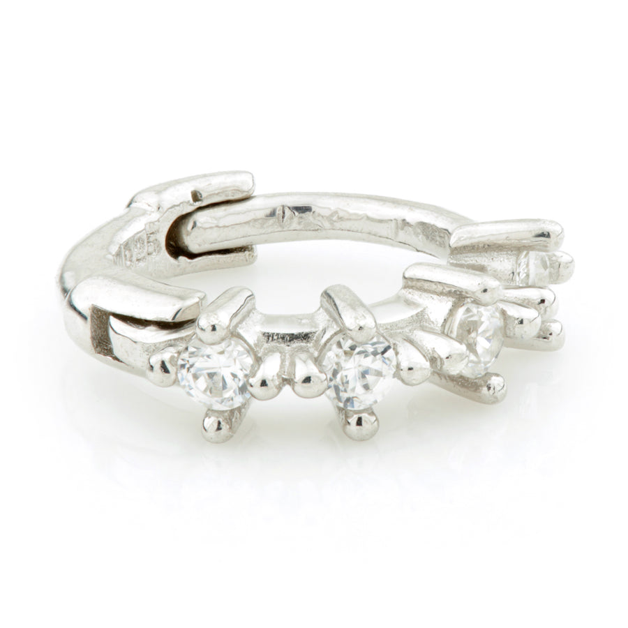 Sterling Silver 925 Tiny CZ Cartilage Huggie Hoop Earrings - ZuZu Jewellery