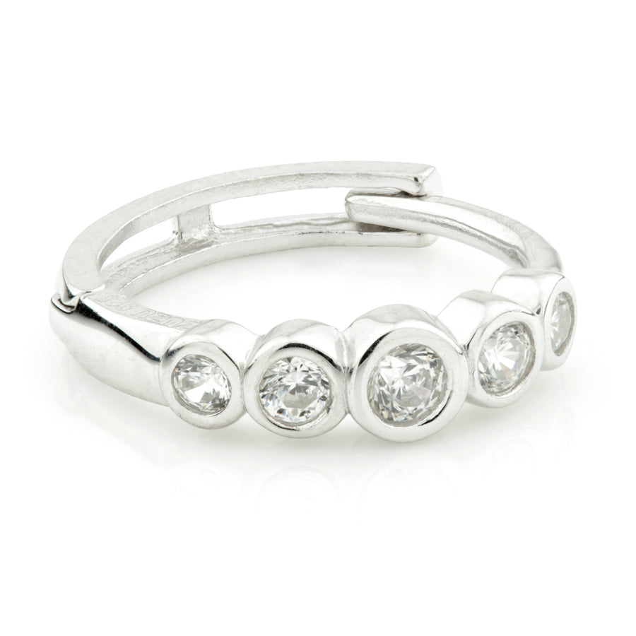 Sterling Silver Graduated Crystal Cartilage Huggie Hoop Earrings - ZuZu Jewellery