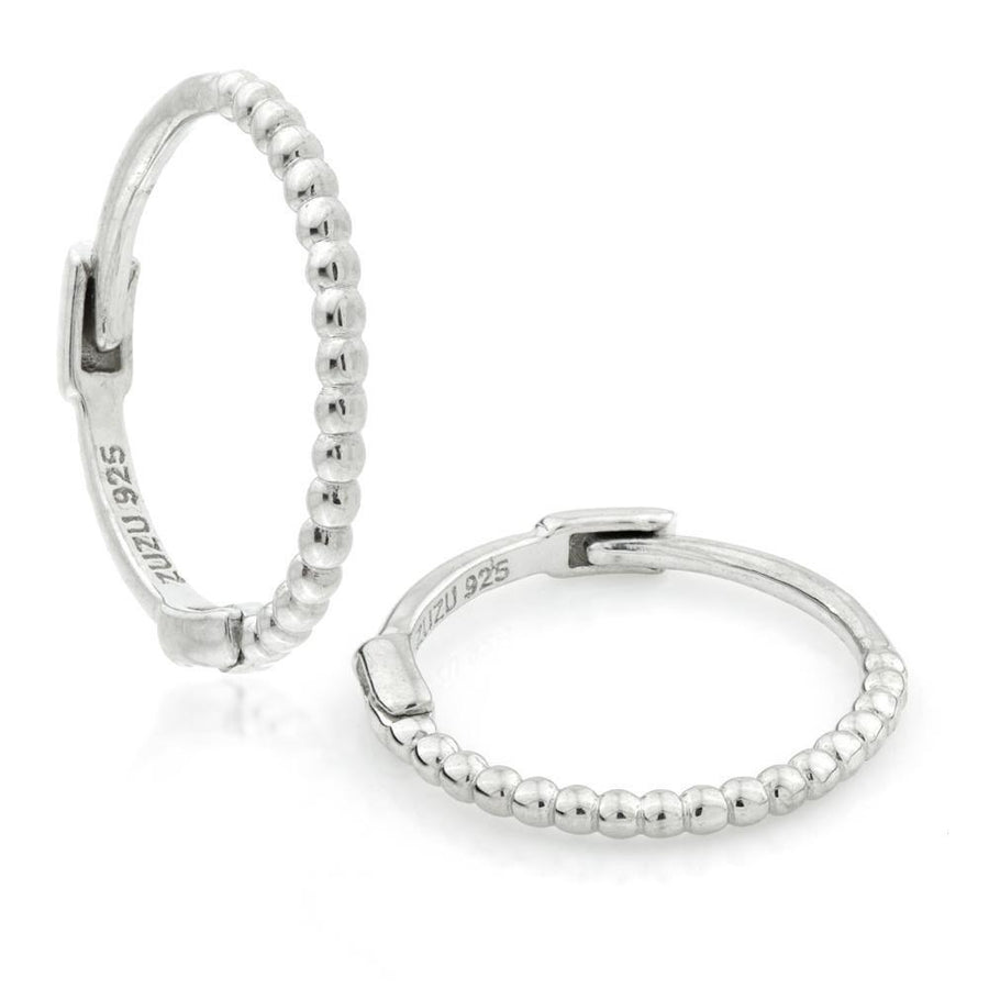 Sterling Silver Dainty Beaded Hoop Huggie Earrings - ZuZu Jewellery