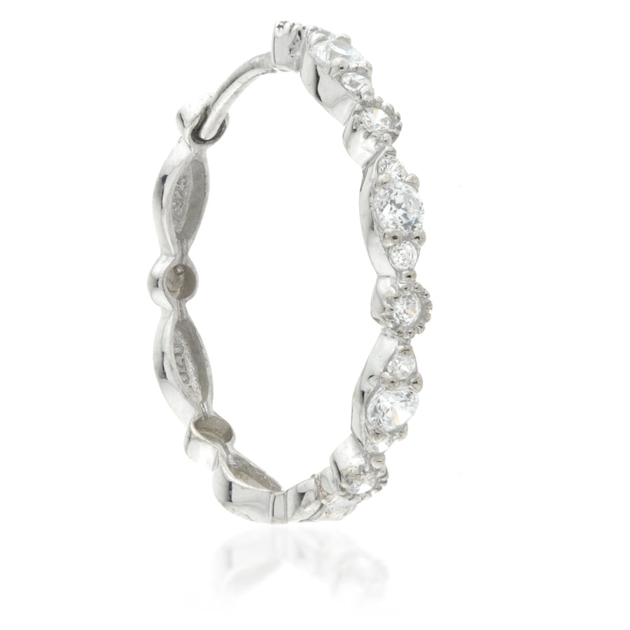 Sterling Silver CZ 15mm Hoop Earrings - ZuZu Jewellery