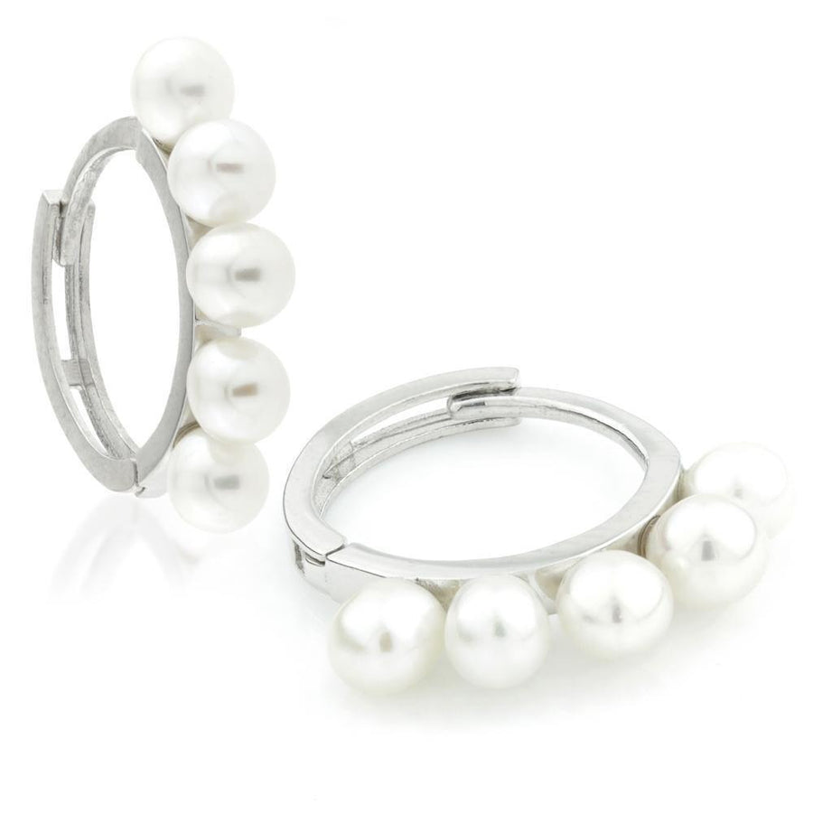 Sterling Silver Pearl Hoop Earrings - ZuZu Jewellery