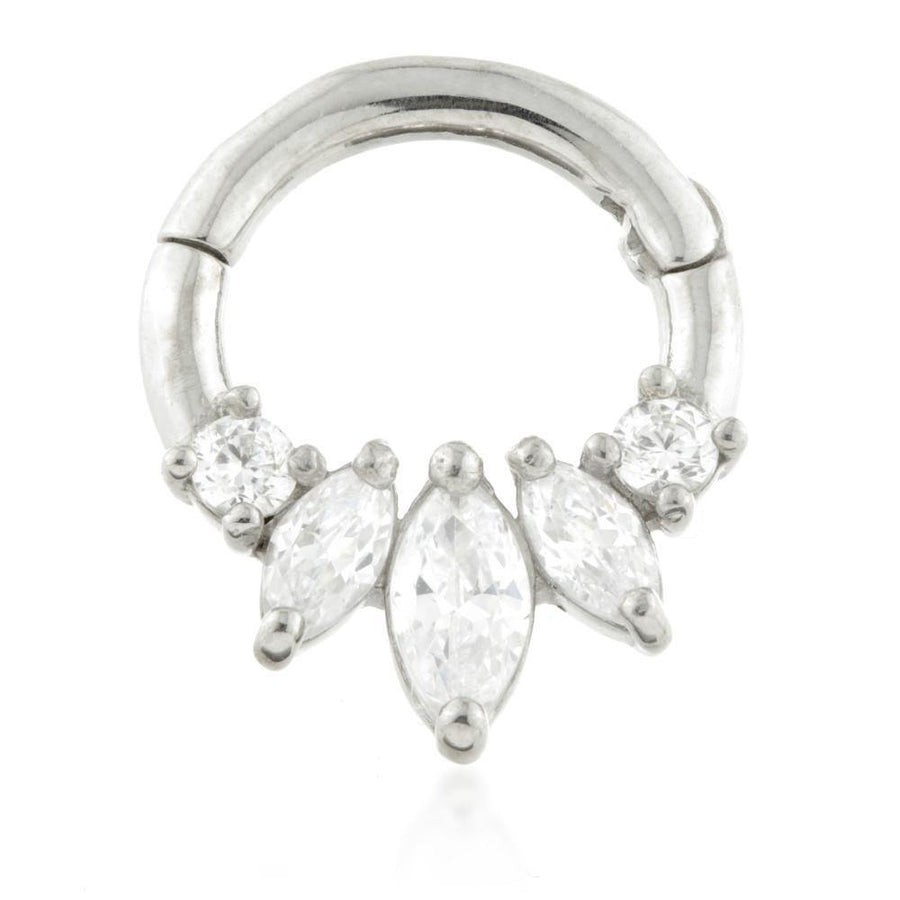 Sterling Silver Front Facing Marquise Daith Ring - ZuZu Jewellery