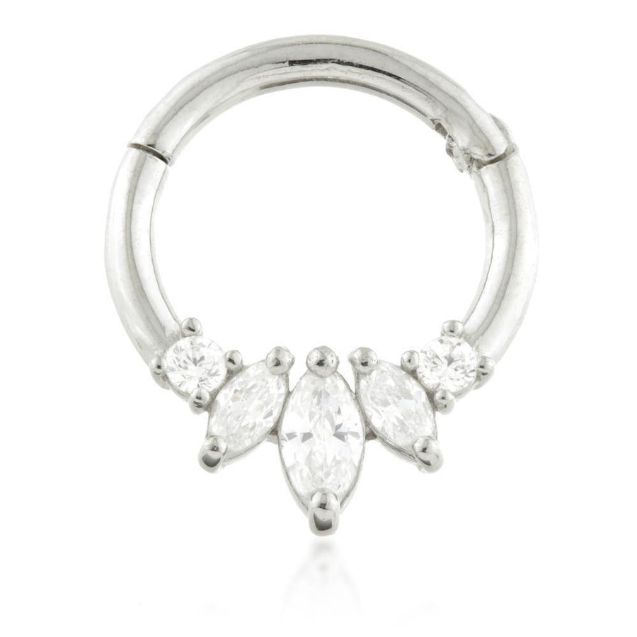 Sterling Silver Front Facing Marquise Daith Ring - ZuZu Jewellery