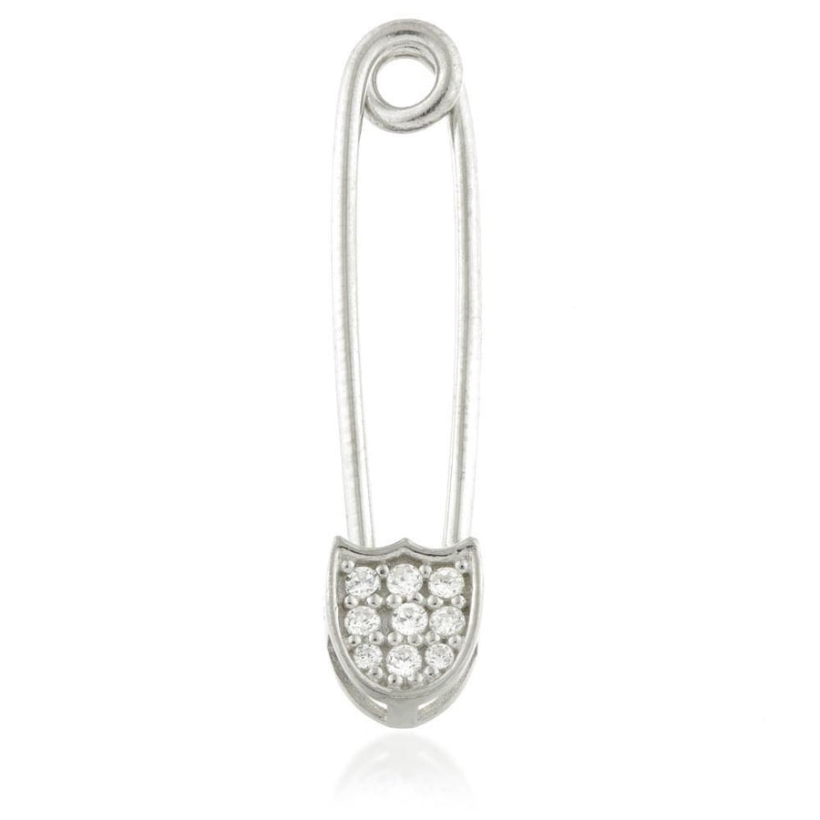 Sterling Silver CZ Gem Safety Pin Earring - ZuZu Jewellery