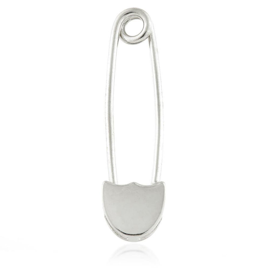 Sterling Silver Plain Safety Pin Earring - ZuZu Jewellery