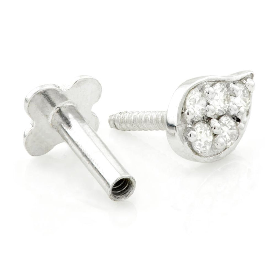 Diamond Tear Solid Gold Cartilage Tragus / Shen Men Labret Bar - ZuZu Jewellery