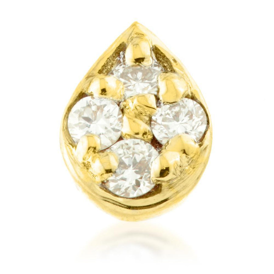 Diamond Oval Solid Gold Cartilage Tragus / Shen Men Labret Bar - ZuZu Jewellery