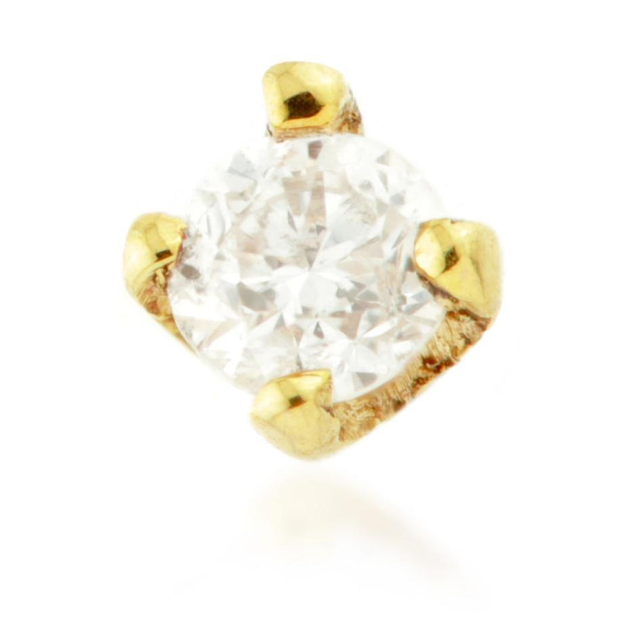 Claw-Set Diamond Solid Gold Cartilage Tragus / Shen Men Labret Bar Earring - ZuZu Jewellery