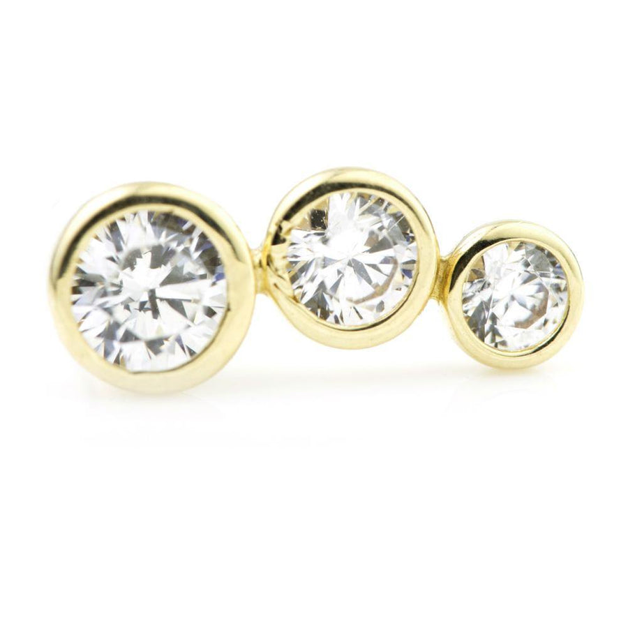 9ct Yellow Gold Triple Gem Cartilage Bar Earring - ZuZu Jewellery