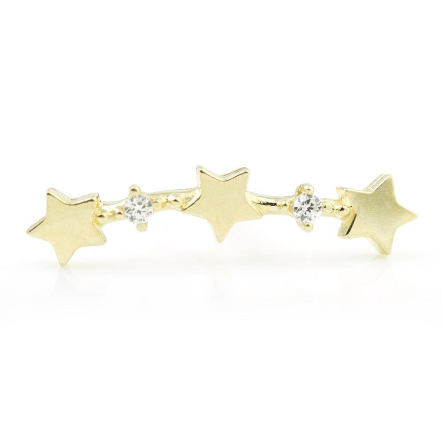 9ct Gold Curved Stars & Gem Cartilage Bar - ZuZu Jewellery