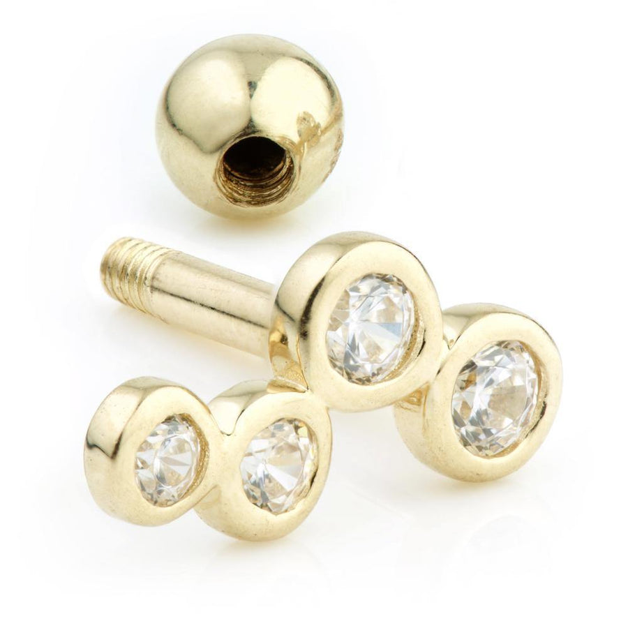 9ct Gold ZigZag Gem Cartilage Bar - ZuZu Jewellery