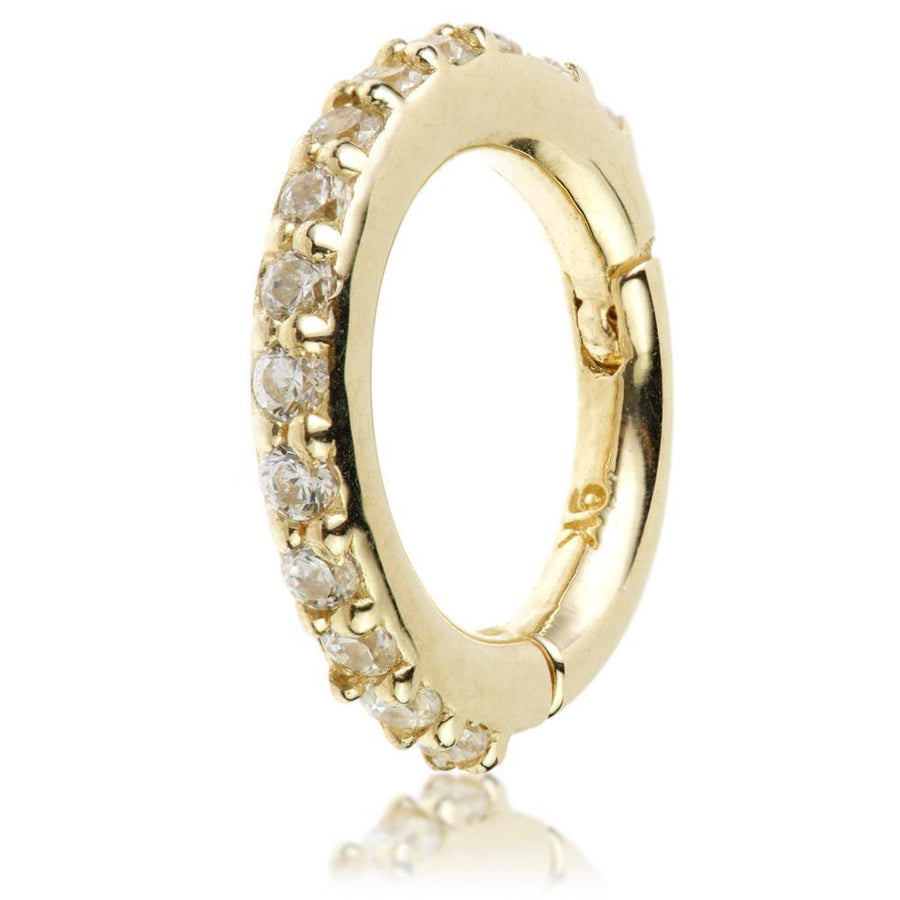 Solid Gold CZ Gem Eternity Hinge Ring - ZuZu Jewellery