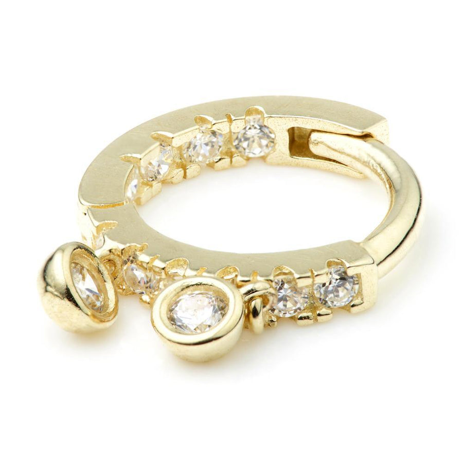 9ct Gold Crystal Double Charm Hoop Earring - ZuZu Jewellery