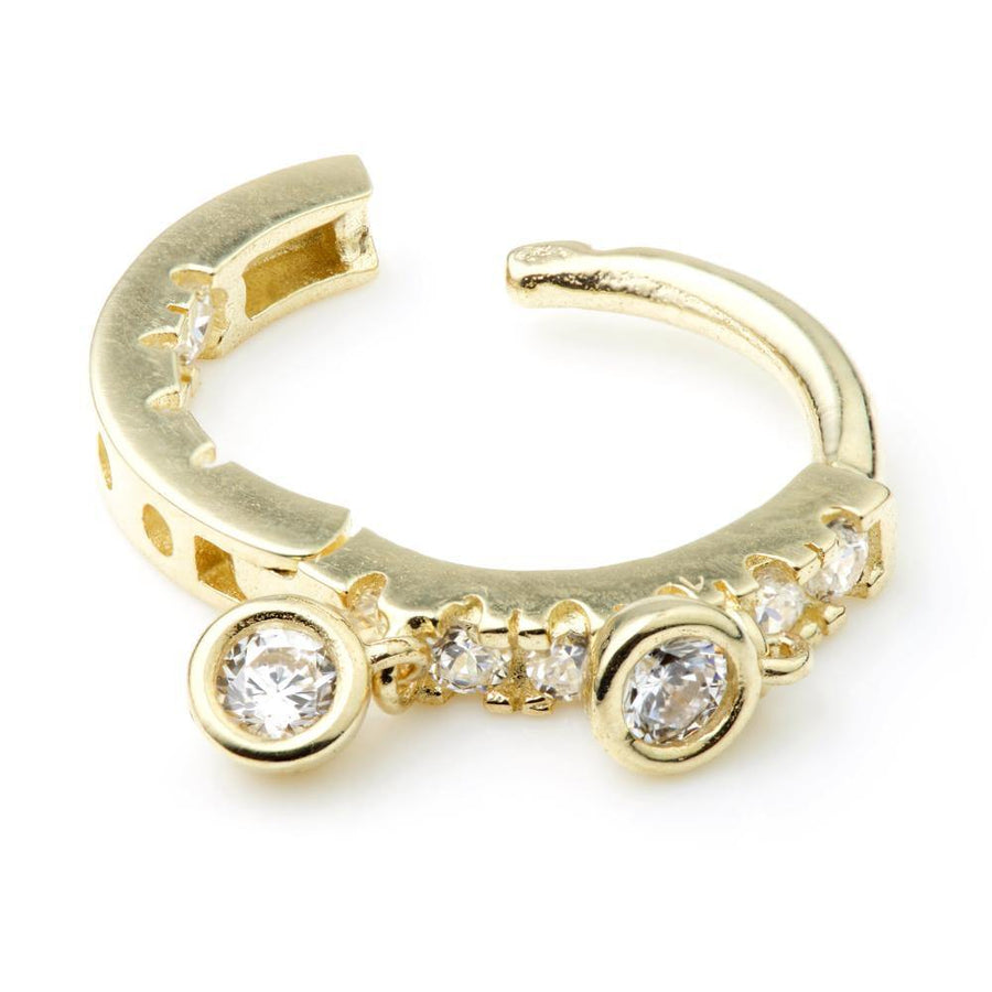 9ct Gold Crystal Double Charm Hoop Earring - ZuZu Jewellery