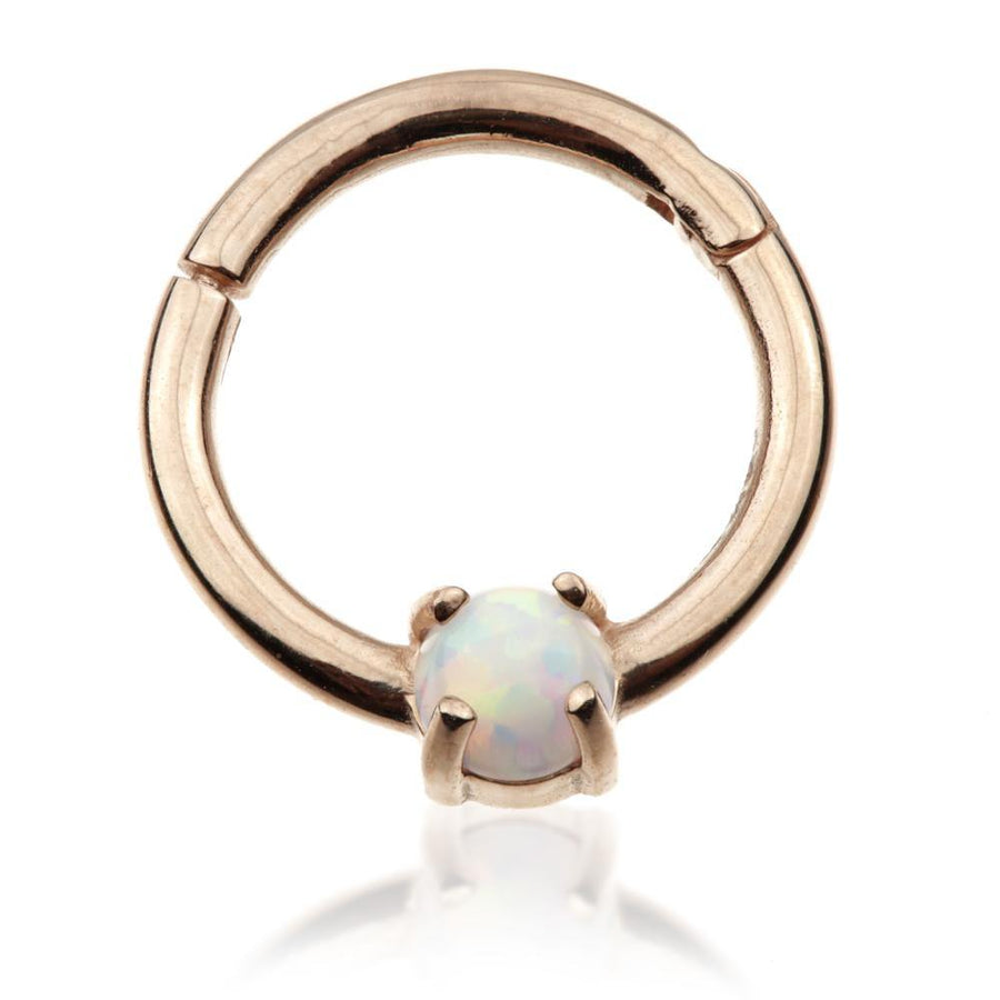 9ct Rose Gold 8mm Hinge Ring with Opal (1.2mm) - ZuZu Jewellery