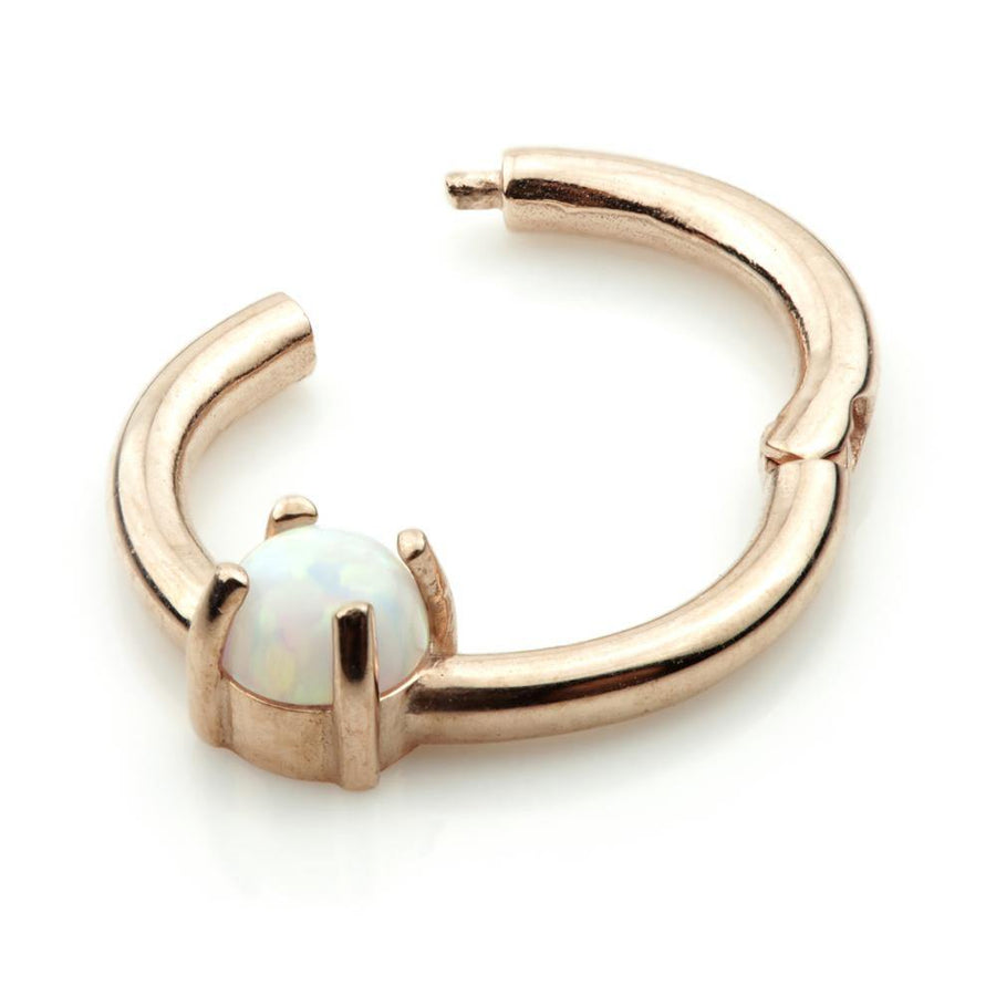 9ct Rose Gold 8mm Hinge Ring with Opal (1.2mm) - ZuZu Jewellery