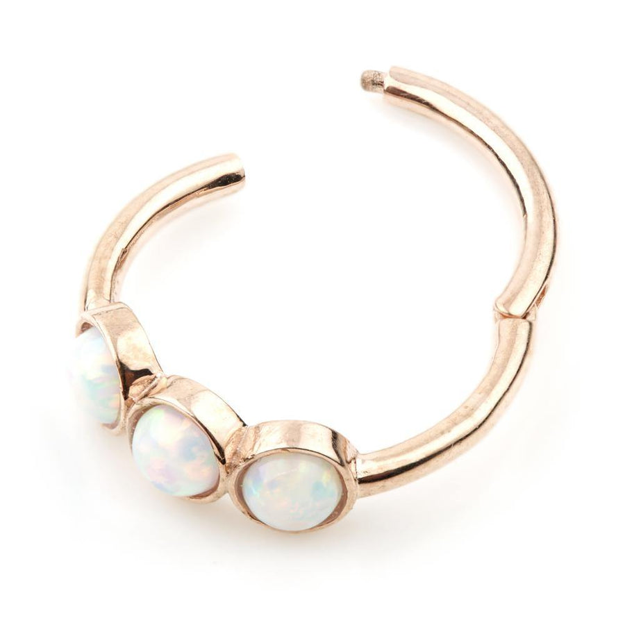 9ct Rose Gold Triple Opal Hinge Ring (1.2mm) - ZuZu Jewellery