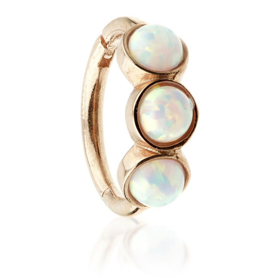 9ct Rose Gold Triple Opal Hinge Ring (1.2mm) - ZuZu Jewellery