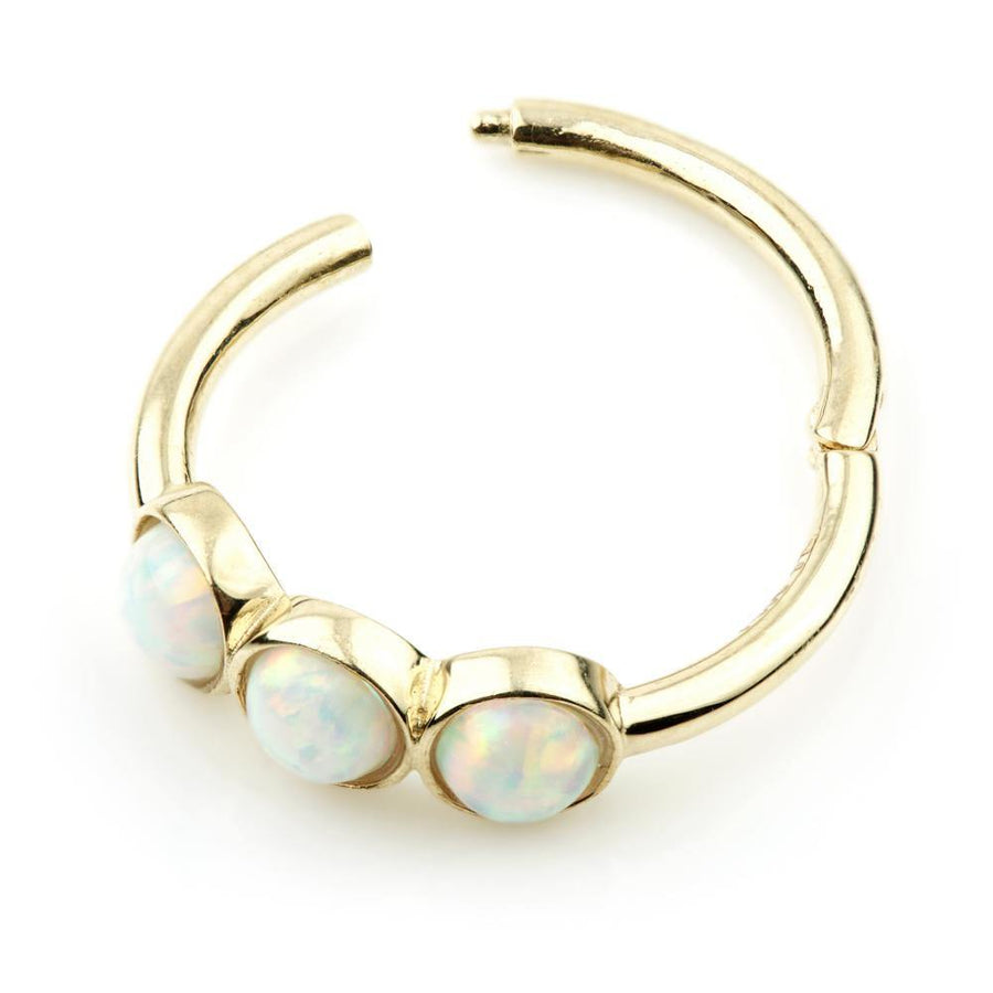 9ct Gold Triple Opal Segment Hinge Ring (1.2mm) - ZuZu Jewellery