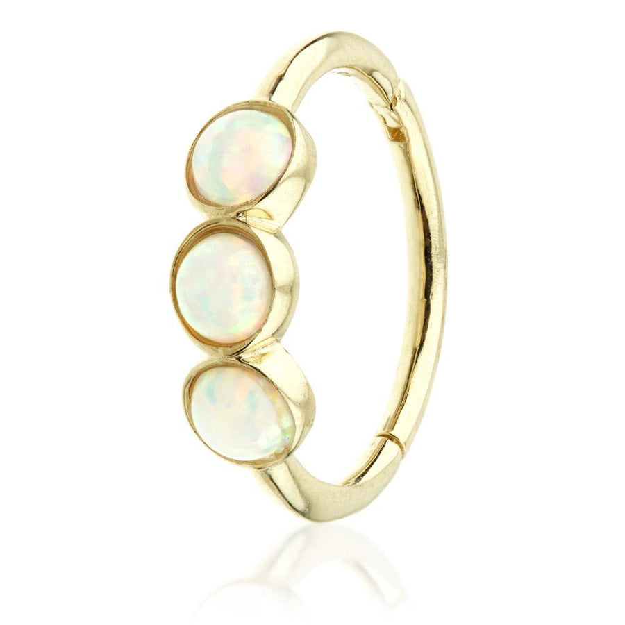 9ct Gold Triple Opal Segment Hinge Ring (1.2mm) - ZuZu Jewellery