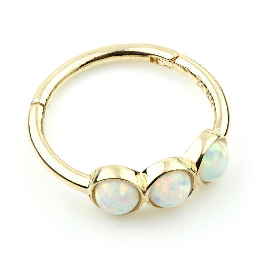 9ct Gold Triple Opal Segment Hinge Ring (1.2mm) - ZuZu Jewellery