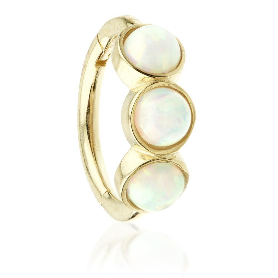 9ct Gold Triple Opal Segment Hinge Ring (1.2mm) - ZuZu Jewellery