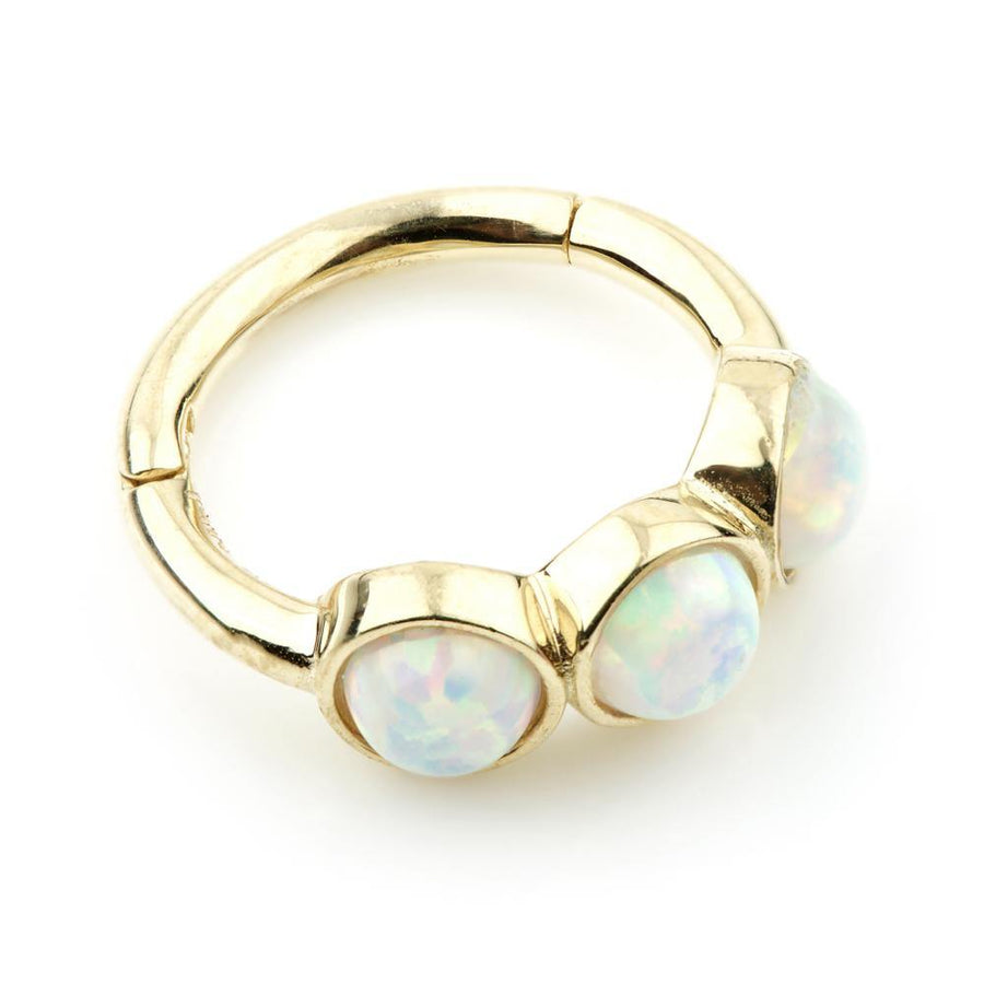 9ct Gold Triple Opal Segment Hinge Ring (1.2mm) - ZuZu Jewellery