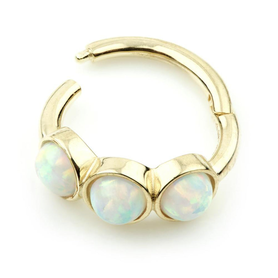 9ct Gold Triple Opal Segment Hinge Ring (1.2mm) - ZuZu Jewellery