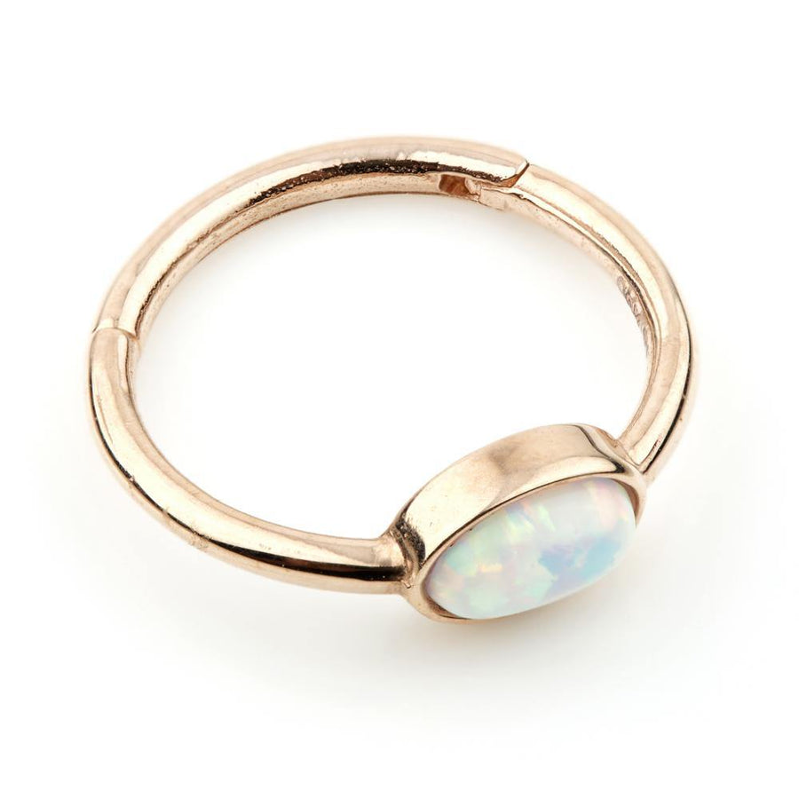 9ct Rose Gold Segment Hinge Ring with Oval Opal (1.2mm) - ZuZu Jewellery