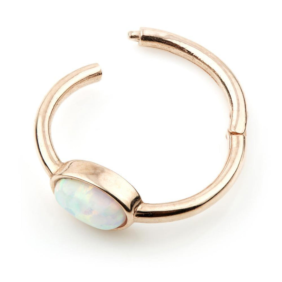 9ct Rose Gold Segment Hinge Ring with Oval Opal (1.2mm) - ZuZu Jewellery