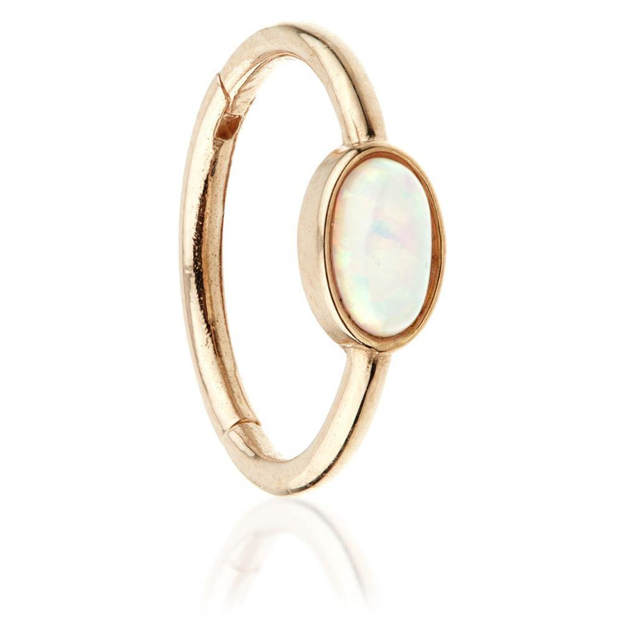 9ct Rose Gold Segment Hinge Ring with Oval Opal (1.2mm) - ZuZu Jewellery