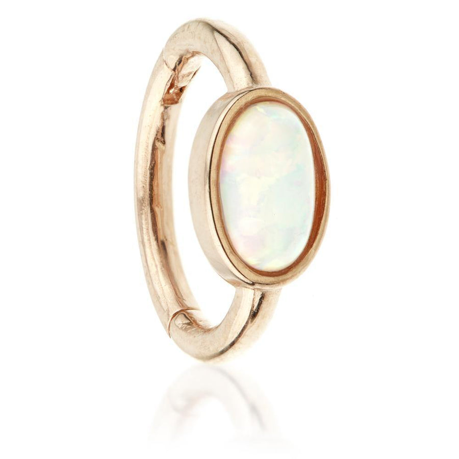 9ct Rose Gold Segment Hinge Ring with Oval Opal (1.2mm) - ZuZu Jewellery